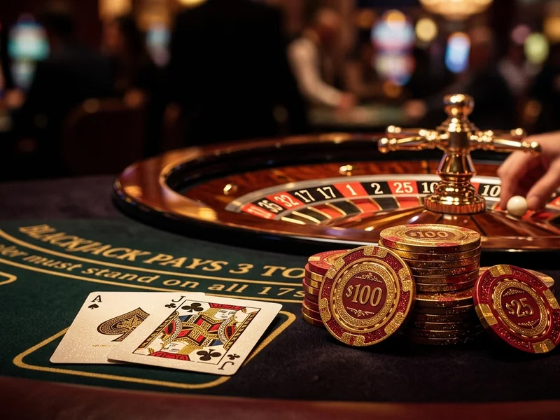 Uma ilustração dinâmica de vários jogos de cassino, incluindo roleta, cartas de blackjack e símbolos de slots, representando as estratégias de cassino na 999 bets, com cores #11A84E e #22C768.